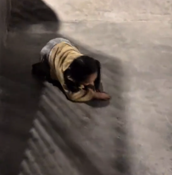 孩子摔一跤找到灵感把坡道当滑梯，网友：不要心疼衣服