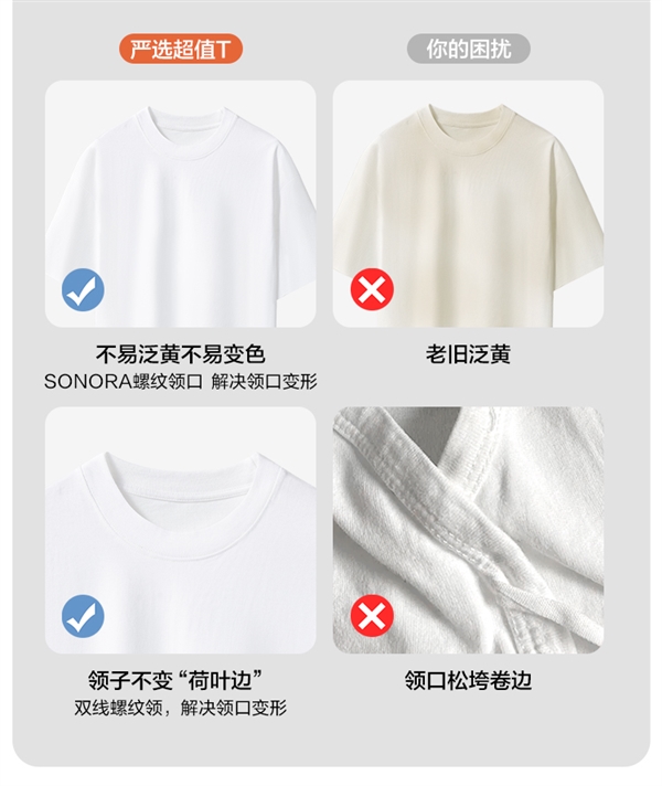 205g新疆棉！网易严选纯色纯棉短袖T恤新低： 83元买3件
