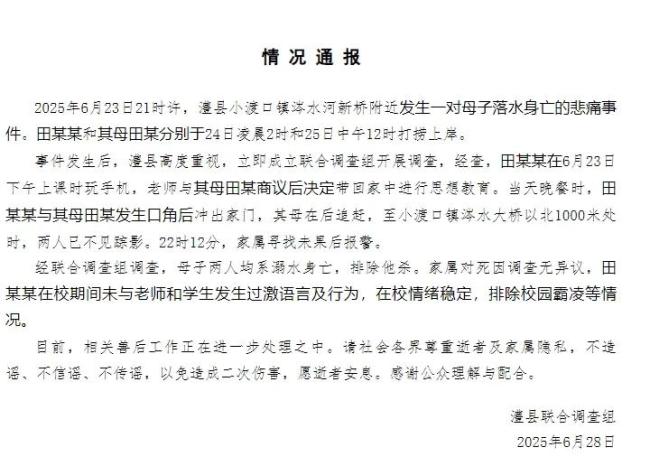 湖南一对母子发生口角后溺亡